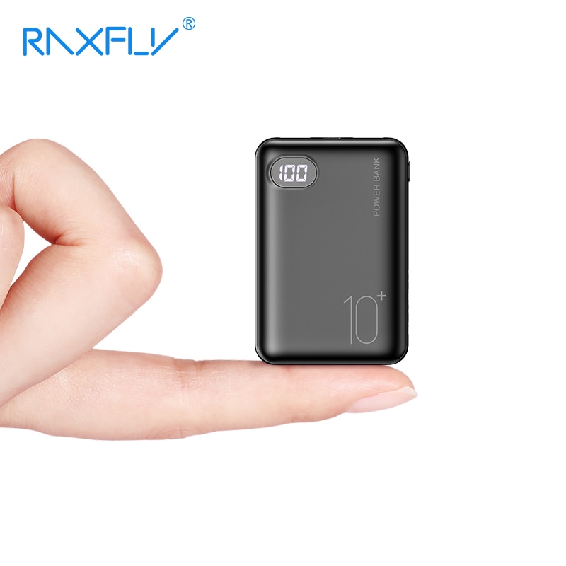 shop with crypto buy RAXFLY Mini Power Bank 10000mAh Cell Phone Portable Charger LED Powerbank 10000 mAh For Xiaomi External Mobile Battery Poverbank pay with bitcoin