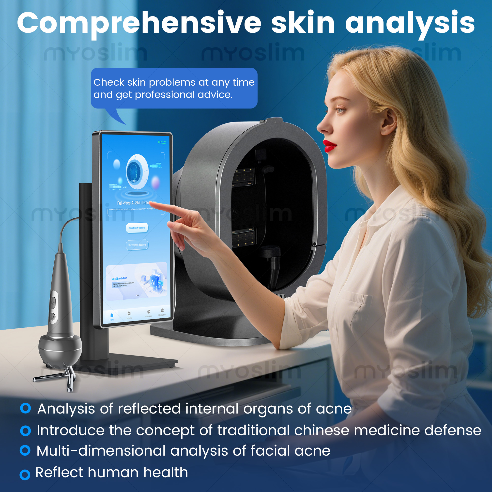 21.5 Inch X5 Facial Skin Analyzer 3D AI Skin Analysis Scanner Hair Scanner 9 Spectrum Light Magic Mirror Beauty Analysis Machine