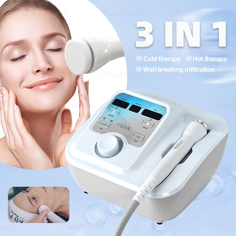 3-in-1 D cool Electroporation Portable Facial Machine - Skin Cooling Beauty Rejuvenation Therapy with Ion Hot Cold Function