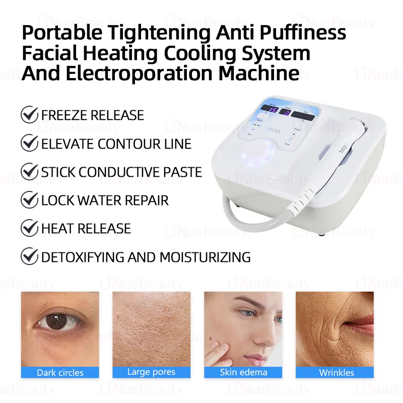 3-in-1 D cool Electroporation Portable Facial Machine - Skin Cooling Beauty Rejuvenation Therapy with Ion Hot Cold Function - Image 5