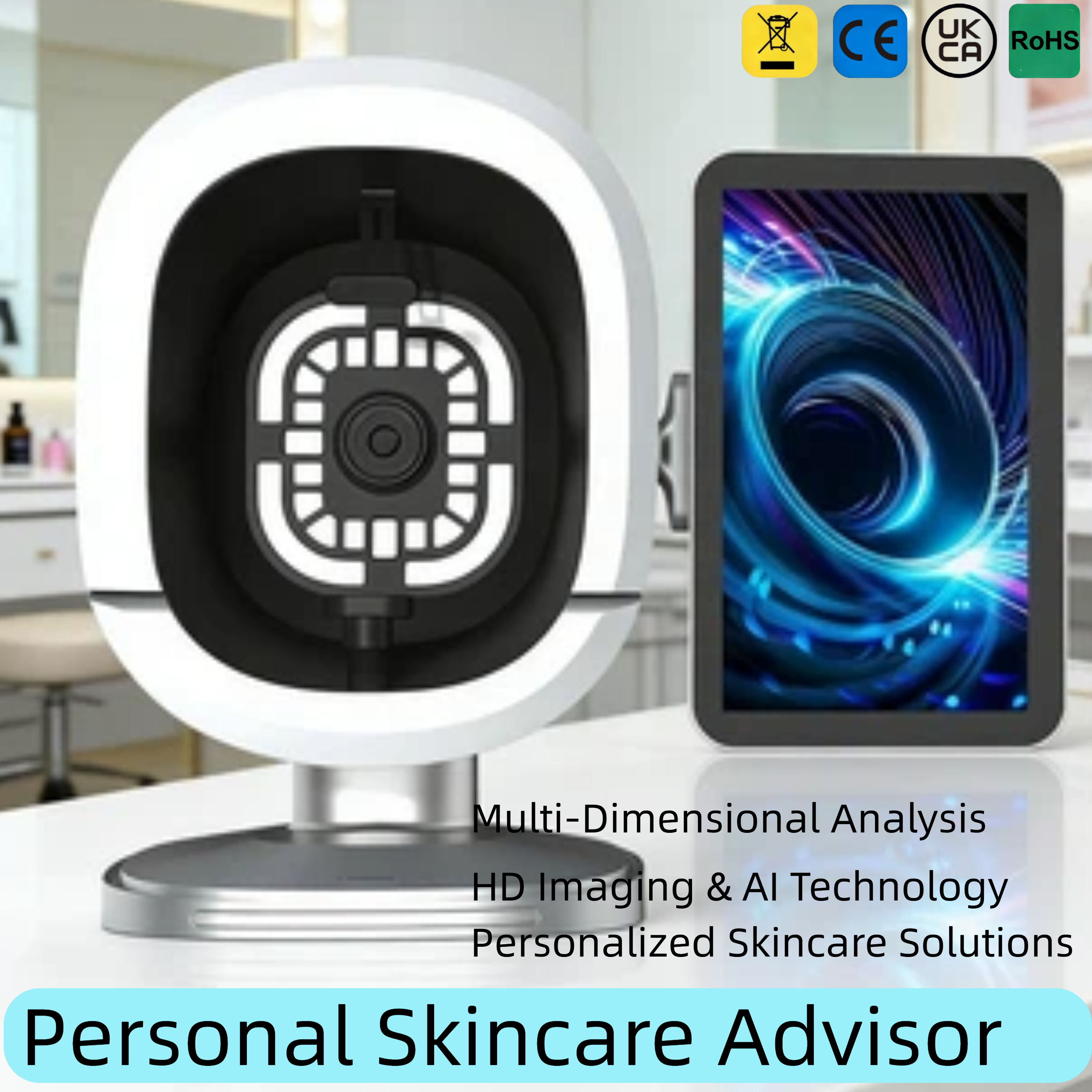 3d Facial Skin Analyzer Machine 15.6 Inch AI 8 Light Spectrum Scanner Analysis For Business Beauty Skin Diagnosis Device Machine