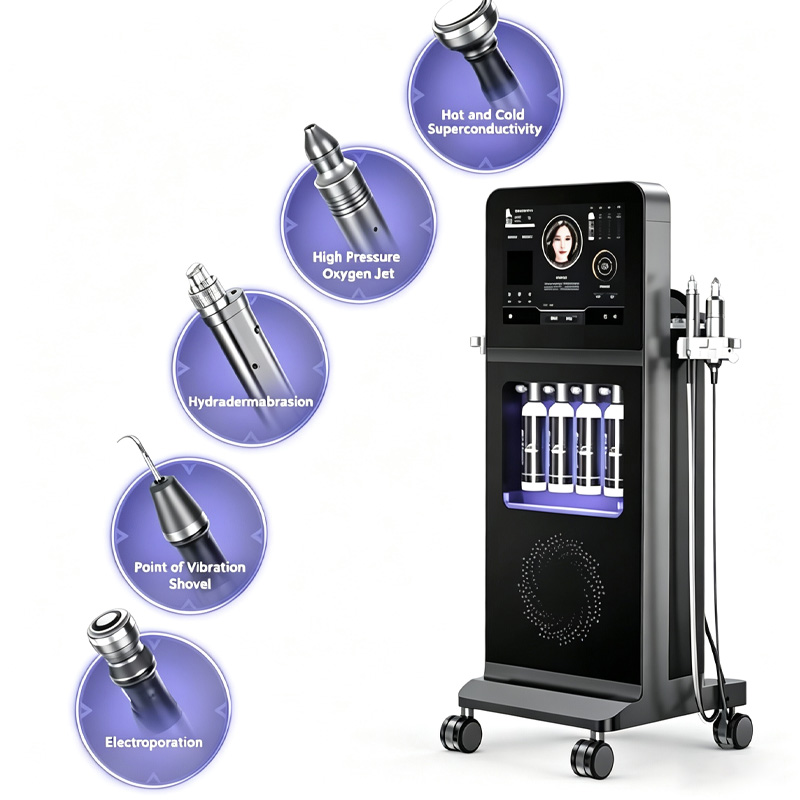 5-in-1 Hydro Dermabrasion Facial Machine EMS Tightening Hot Cold Penetration Exfoliate Skin Rejuvenation Beauty Device