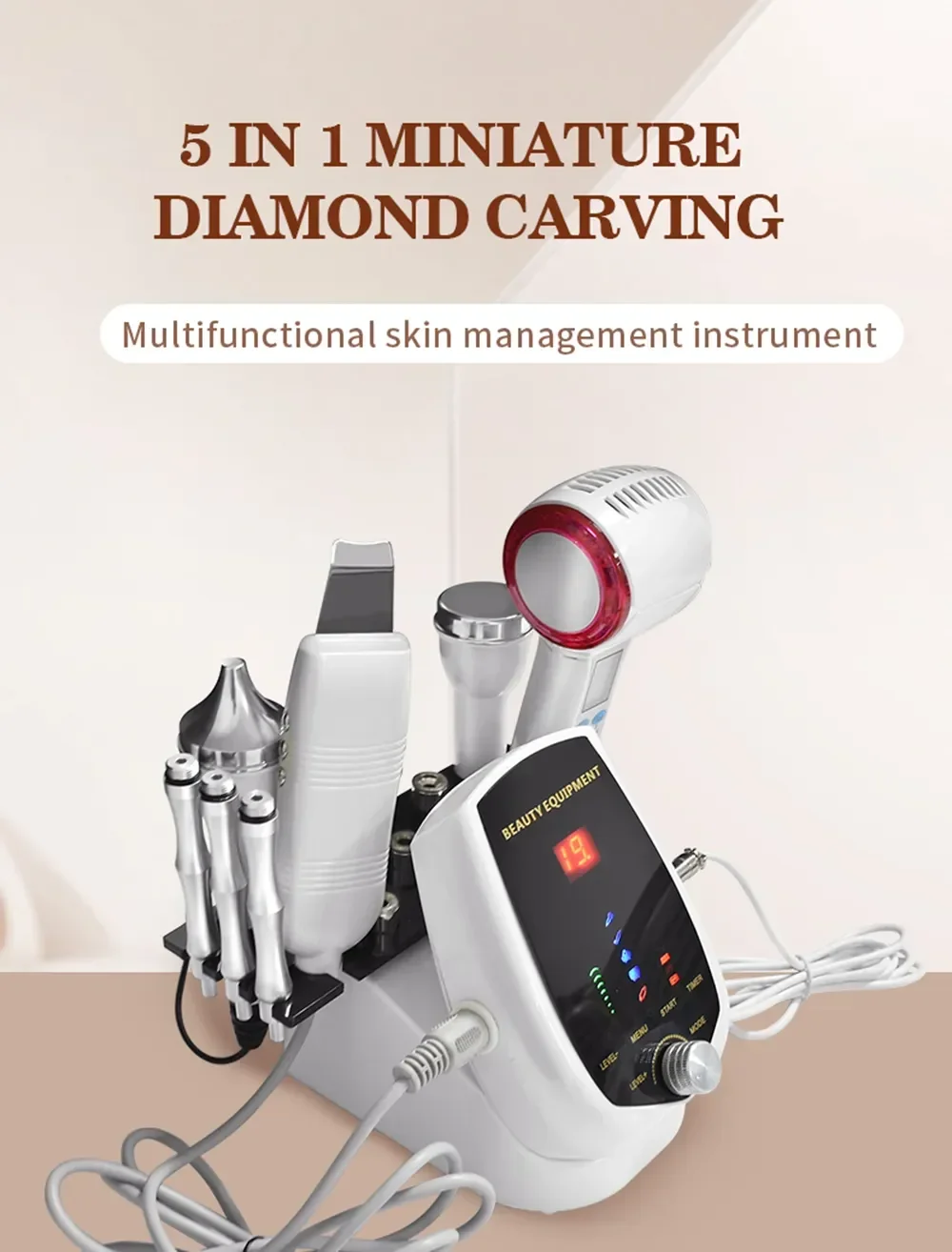 5 In 1 Portable Ultrasound Diamond Microdermabrasion Machine Hot & Cold Hammer Face Scrubber Skin Care Tools Ultrasonic Scrubber - Image 3