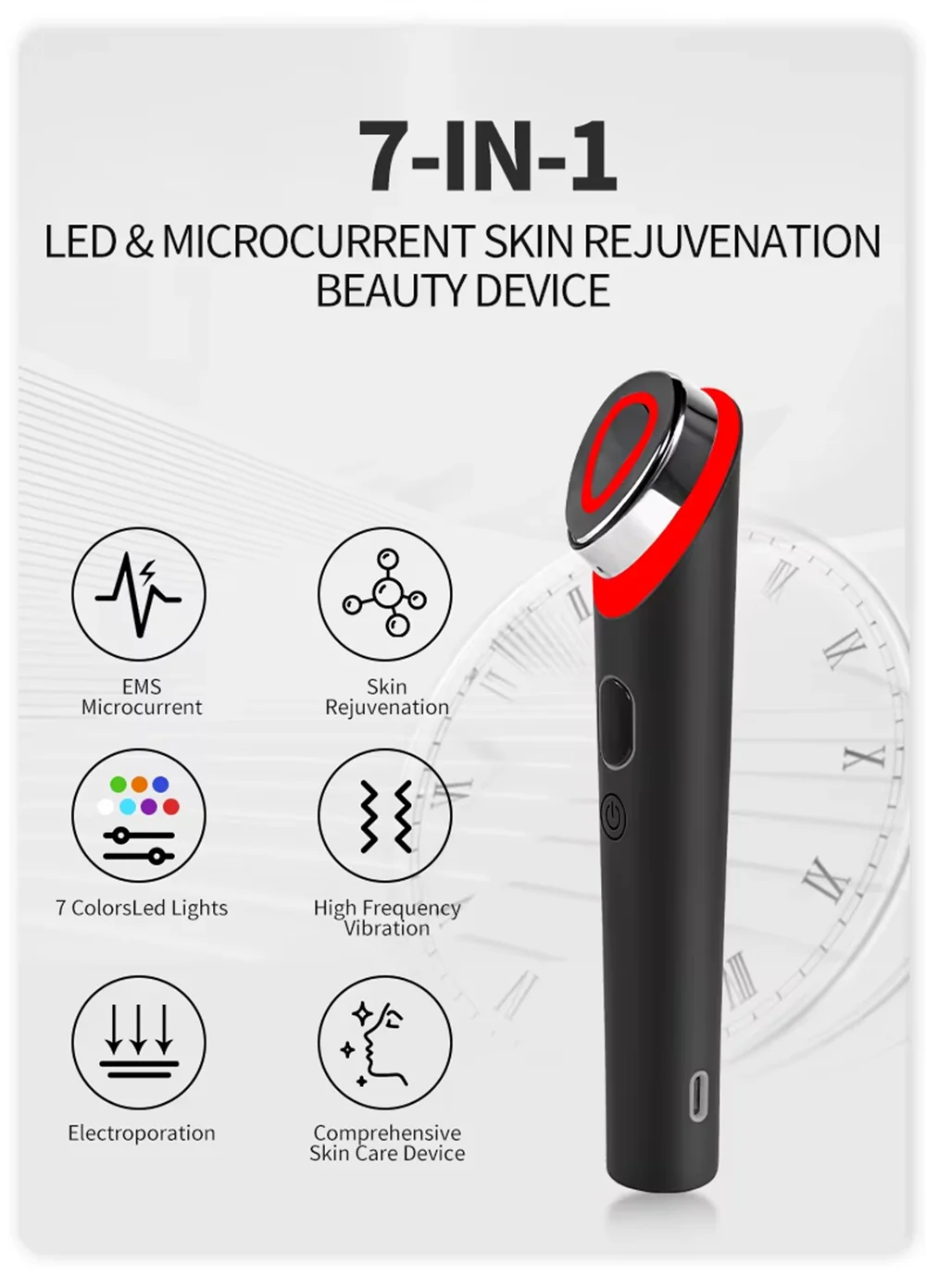 7 Colors Age-R Booster Pro EMS Microcurrent Facial Massager Anti Wrinkle Lift Device Home Use Beauty Tool for Skin Care & Rejuvenation