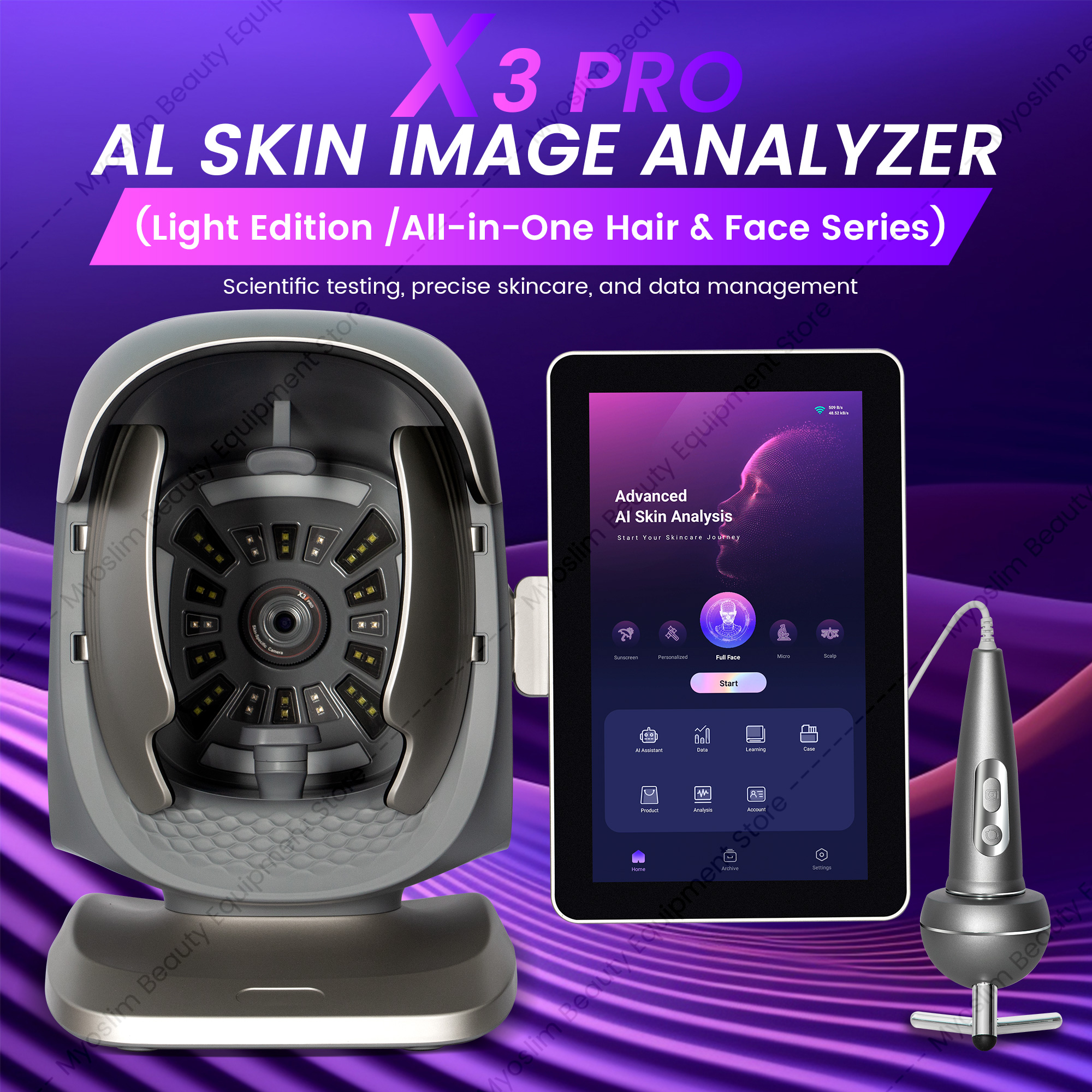 AI Skin Analysis Machine X3 pro Facial Skin Analyzer with Hair Scalp Analysis Latest Technology for Beauty Care