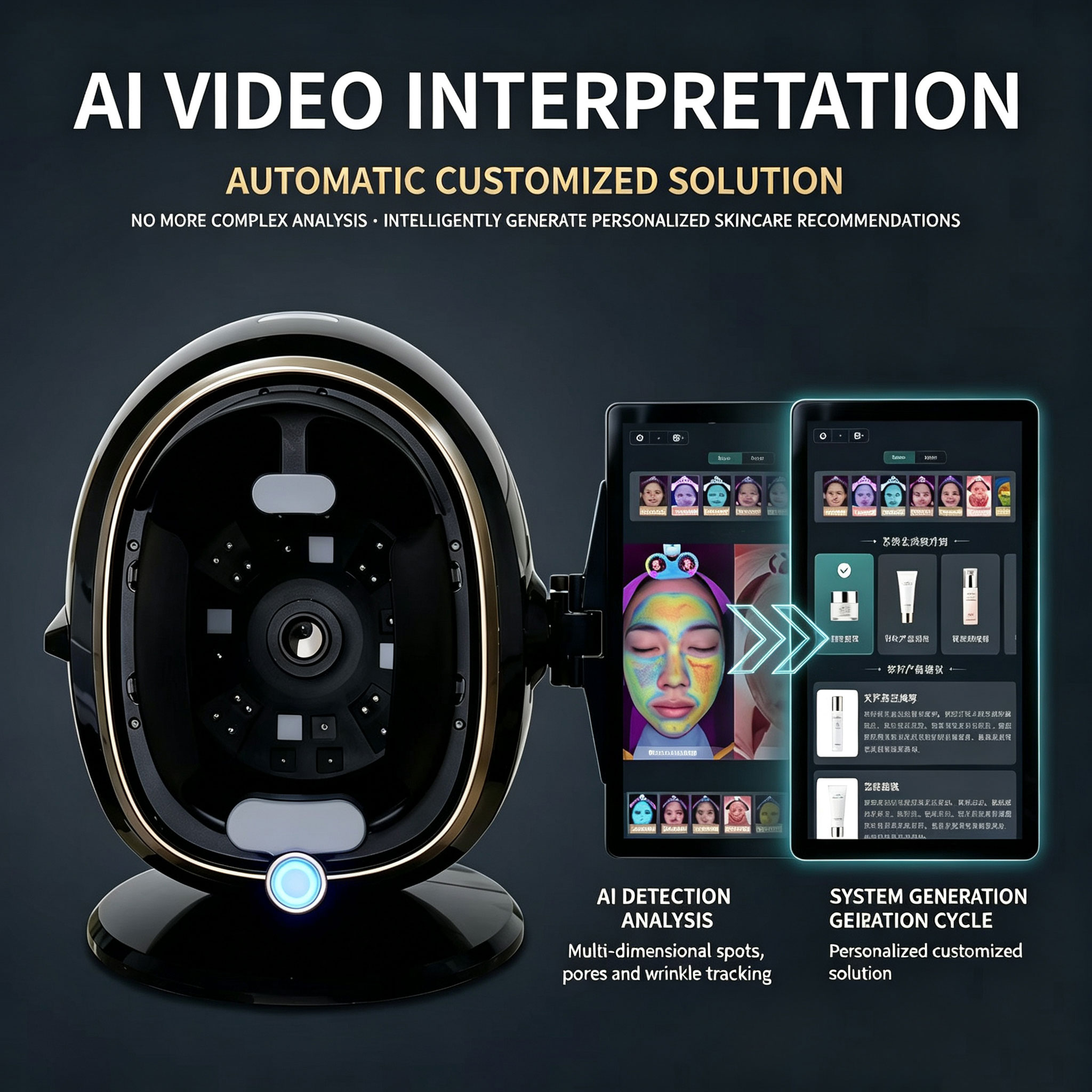 Beauty Intelligent AI Skin Detection Analysis Report, Full Face Facial Testing, Skin Management Device for Beauty Salons