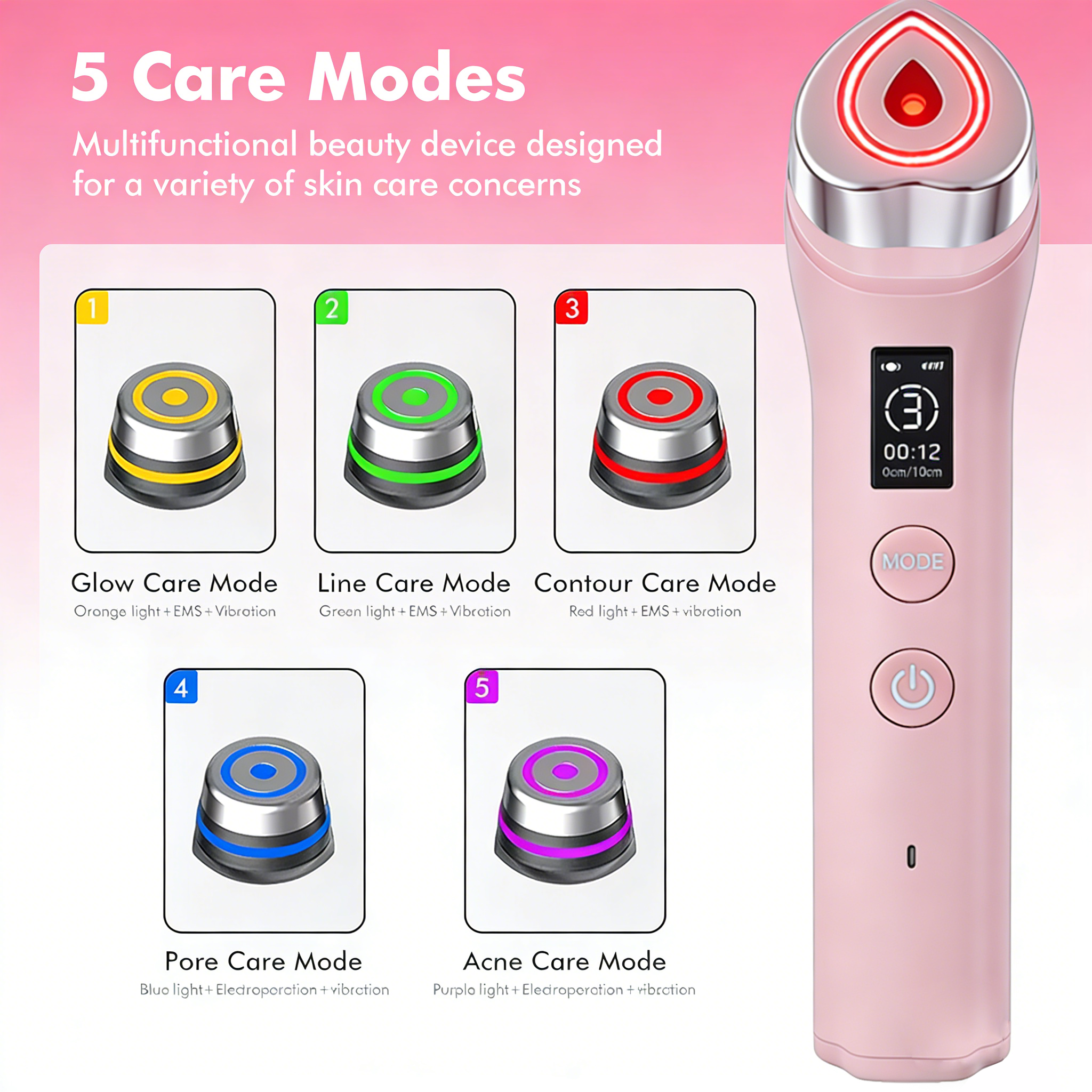 Booster Pro Led Facial Light Therapy EMS Microcurrent Facial Skin Care Facial Massager RF Facial  High Frequency Face Lifting