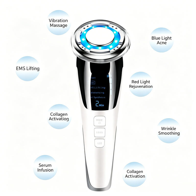 EMS Facial Massager Microcurrent Face Lifting Deep Cleaning Wrinkle Removal Cool Compress Skin Tighten Skincare Beauty Device