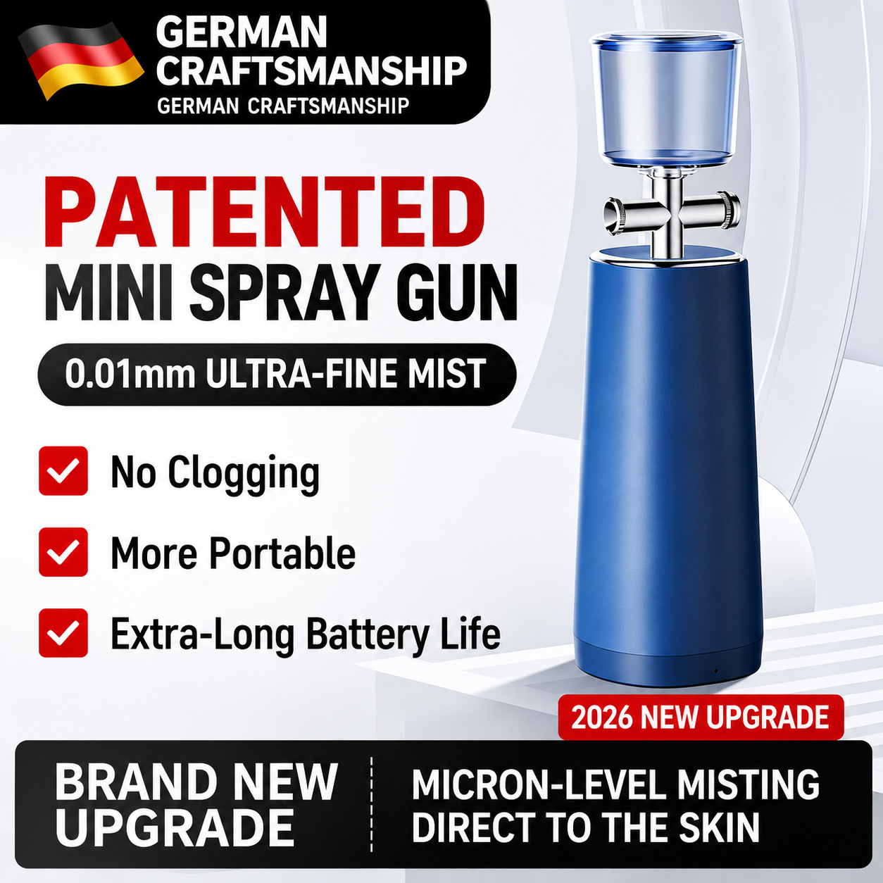 German Oxygen Injection Device, High-Pressure Nano Spray Hydrating Machine, Home Facial Steaming Beauty Instrument, Serum Infusion