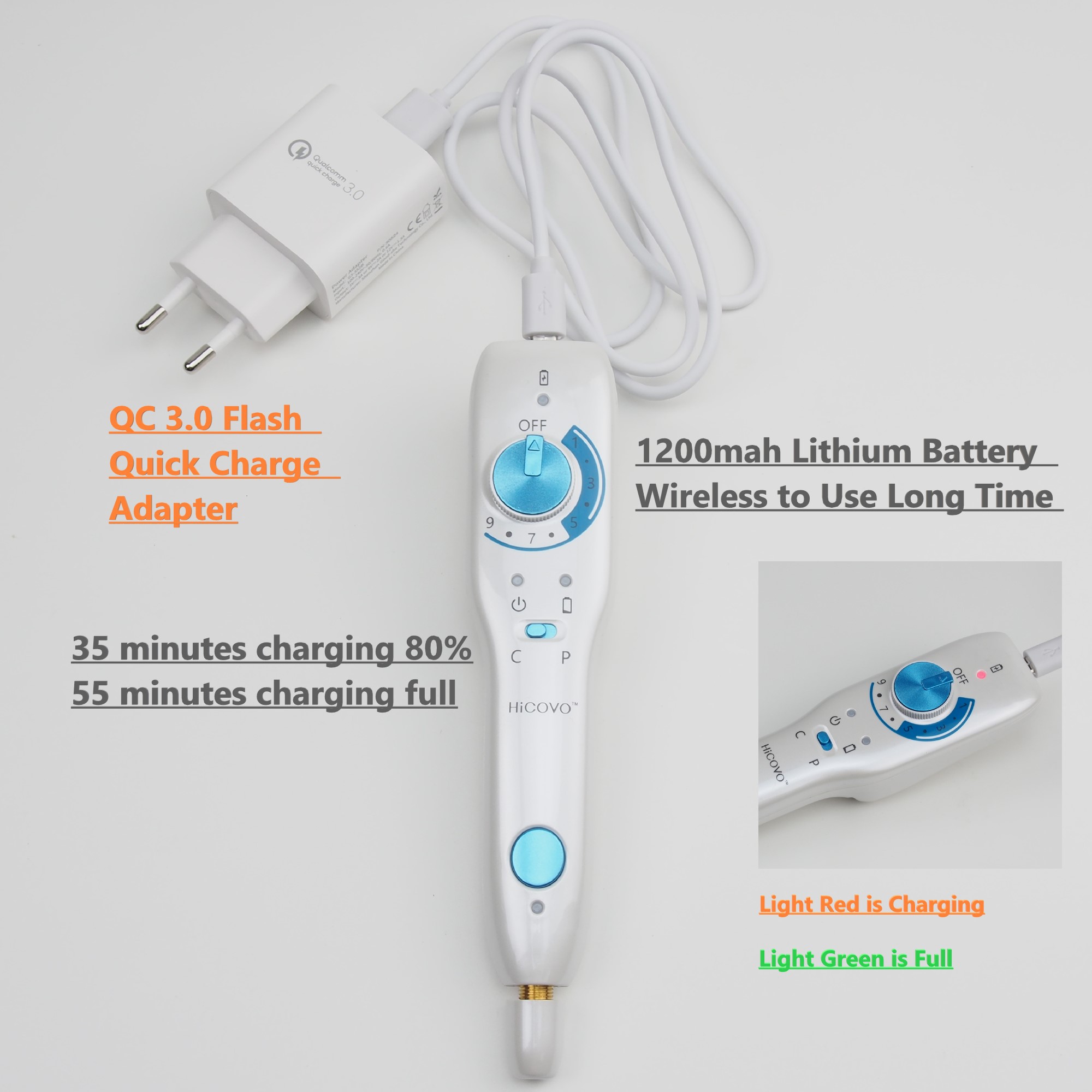 Hicovo Plasma Pen 500Hz Pulse Cold Fibroblast Skin Tighten Quick Charge Wireless Eyelid Lift Acne Treatment Machine - Image 5