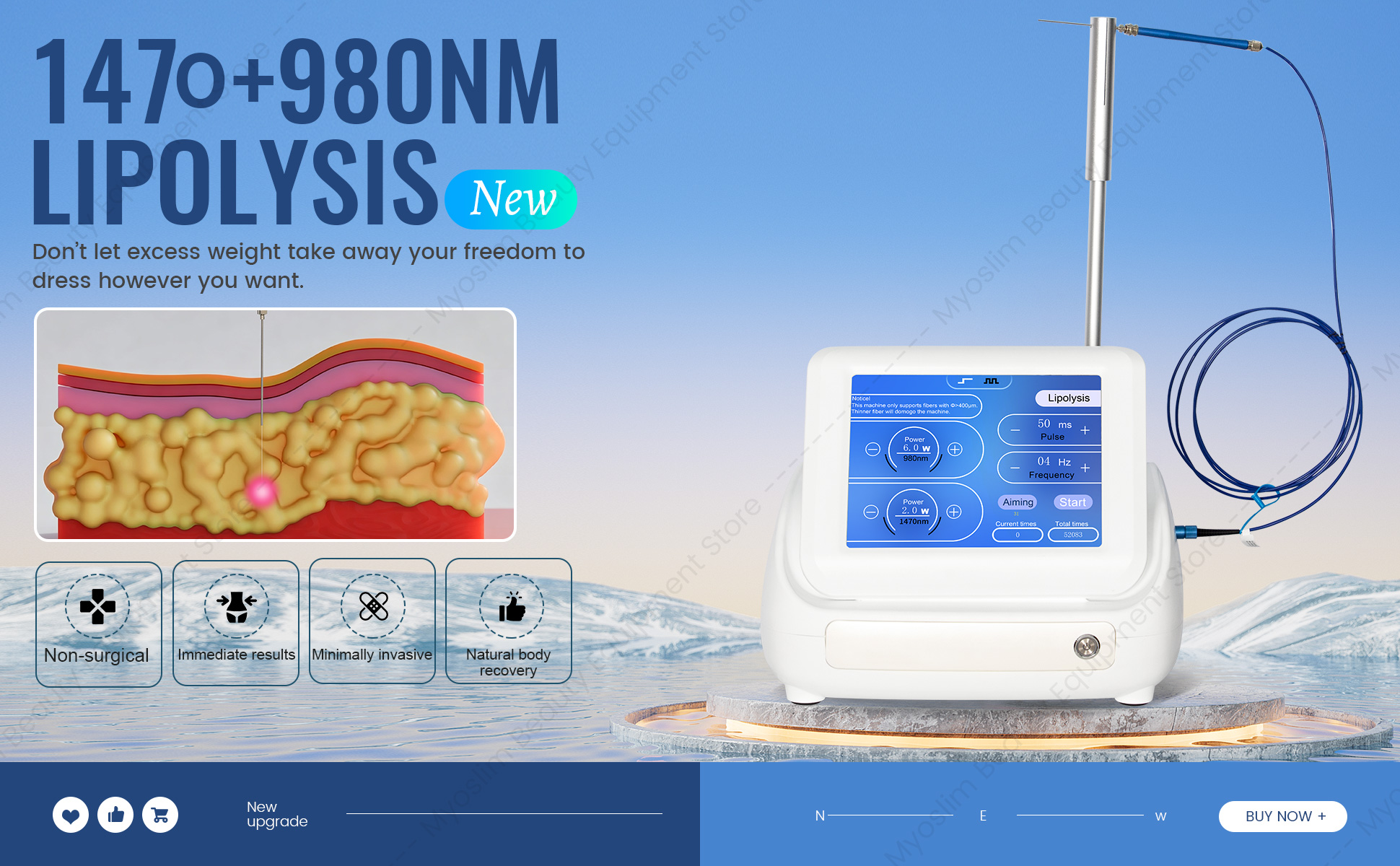 High 980nm+1470nm Dual Wavelength Home Use Beauty Equipment Anti-Aging Weight Loss Anti-Cellulite Personal Care Products - Image 4