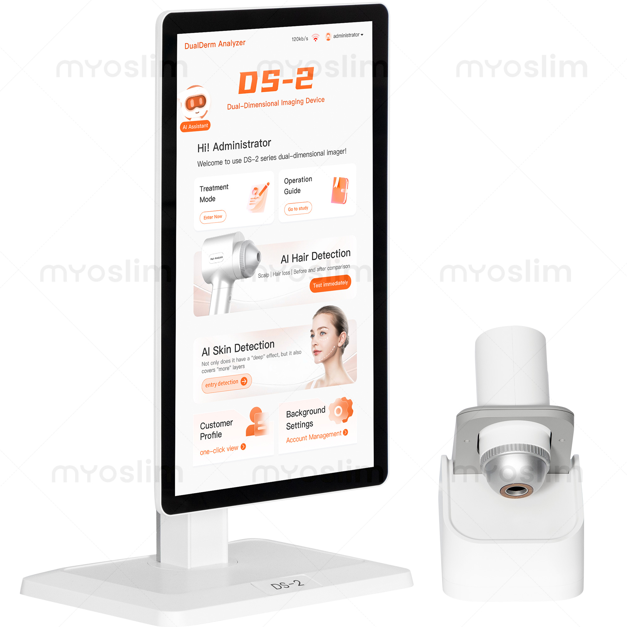 MYO slim DS-2 AI Scalp  Skin Analyzer Machine Dual Probe 3 Spectrum 8MP HD Camera 15.6 Inch Touch Screen Facial Scalp Hair - Image 4