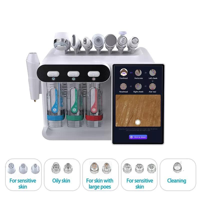 Professional 8-in-1 Skincare Microcrystalline Grinding Machine AI Skin Analyzer Oxygen Jet Small Bubble Facial Machine - Image 3