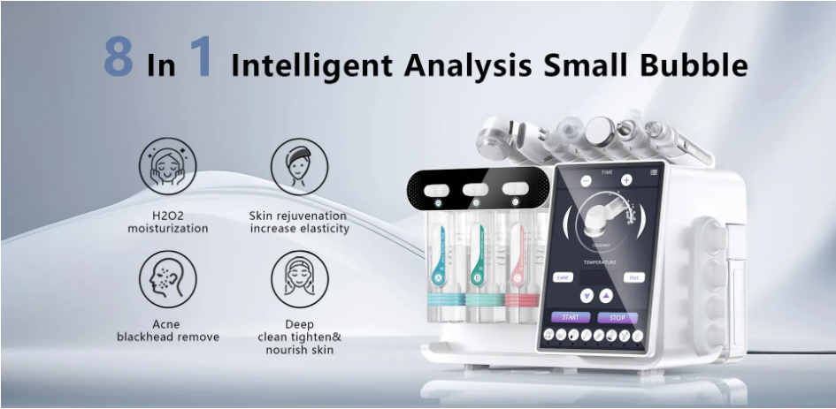 Professional 8-in-1 Skincare Microcrystalline Grinding Machine AI Skin Analyzer Oxygen Jet Small Bubble Facial Machine - Image 6