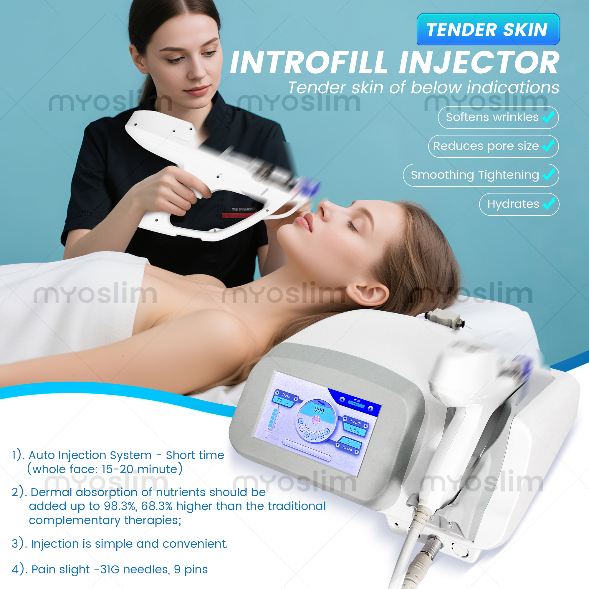 Professional Facial Machine for Deep Cleansing, Hydration Skin Rejuvenation Suitable for Spa and Salon Use