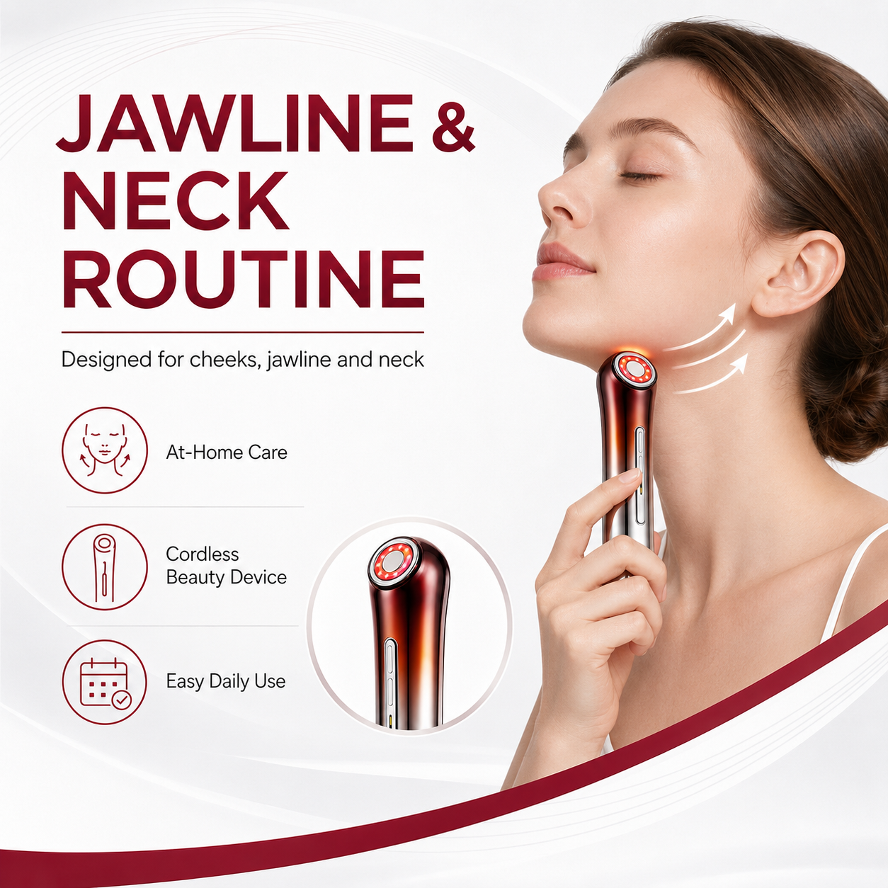 RF EMS LED Facial Beauty Device Microcurrent Skin Care Massager with Warming Light Ring for Face Jawline Neck Home Beauty Use - Image 3