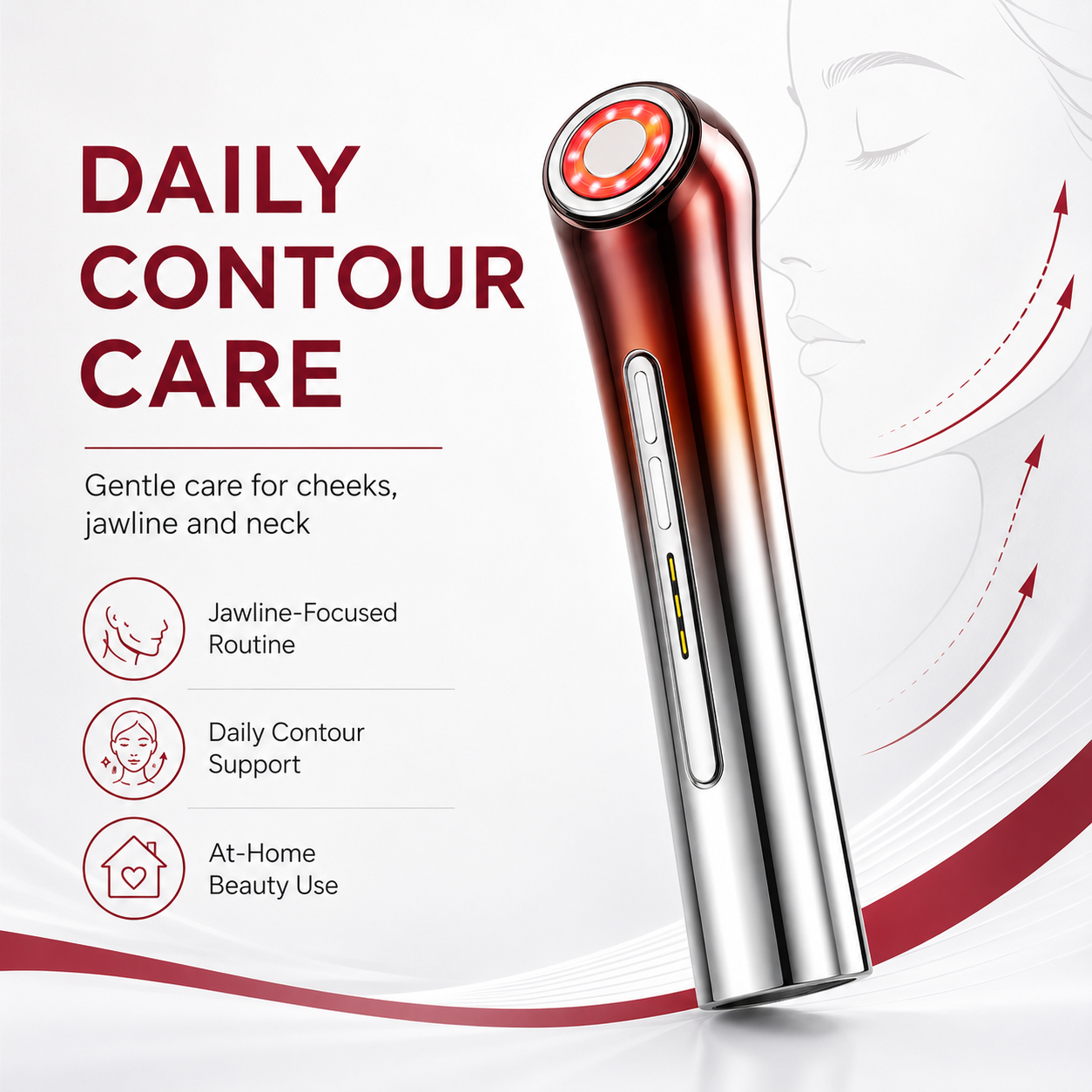 RF EMS LED Facial Beauty Device Microcurrent Skin Care Massager with Warming Light Ring for Face Jawline Neck Home Beauty Use - Image 4
