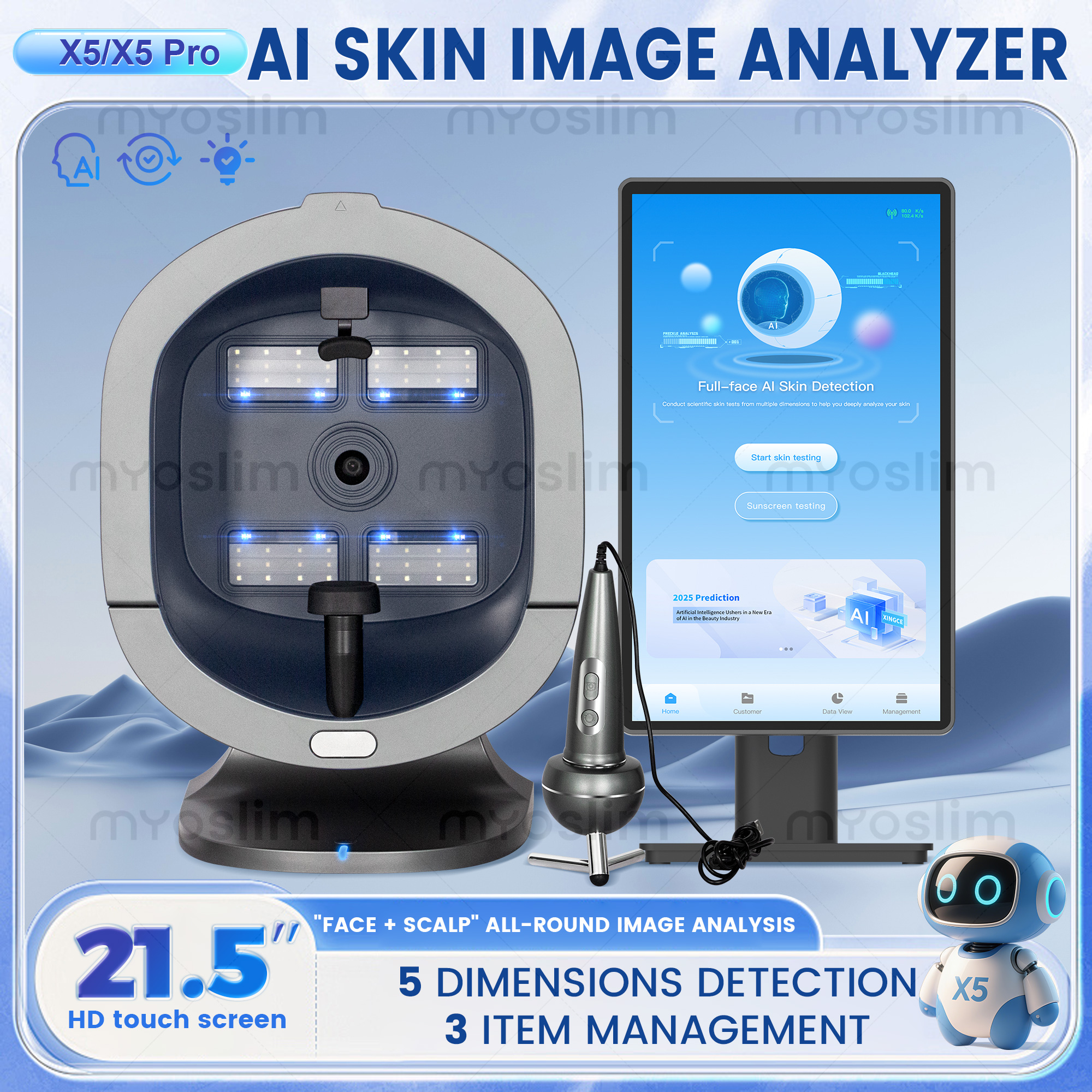 X5 3D AI Skin Analyzer with UV & Moisture Detection