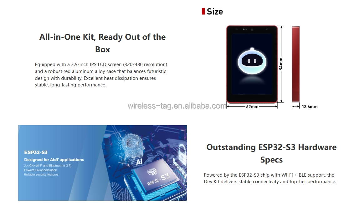 ESP32 Agent Dev Kit with ESP32-S3 Wifi Ble 3.5 inch Esp32 Display Lcd Screen Bring LLM Models for DIY Hardware AI Desktop Kit - Image 4