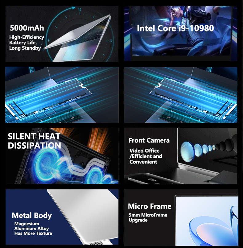 15.6' Intel Core I9 10980HK Windows 11 Pro Laptop Computer 32GB RAM 512GB 1TB 2TB SSD Portable Notebook PC Office Study Laptops - Image 3