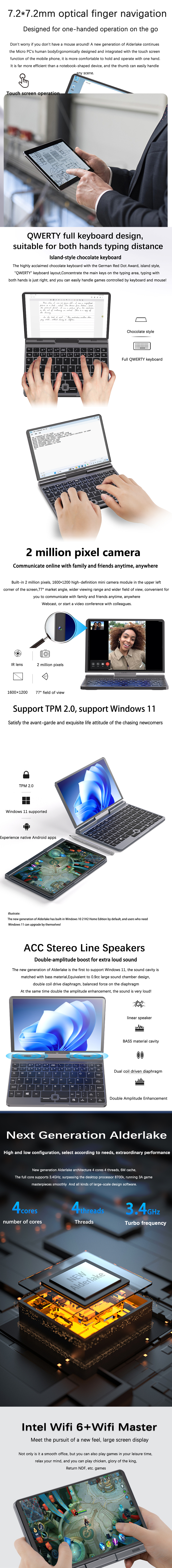 2025 New 8 Inch Oushedi Mini Laptop Intel N95 Quad Core Touch Screen Slim Portable Windows 11 Pro Notebook For Student Office - Image 3