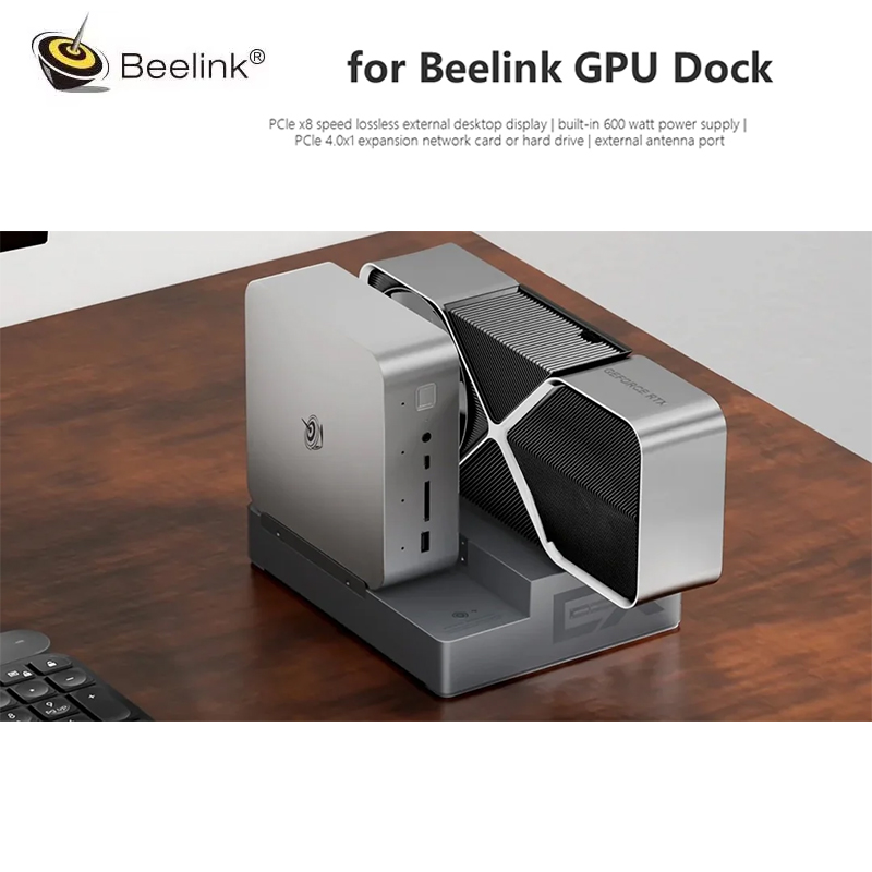 Beelink External GPU Docking Station PCIe×16 Slot Built-in PSU/SSD/WI-FI Module 600W power supply for GTI14 155H/185H GTi12/13