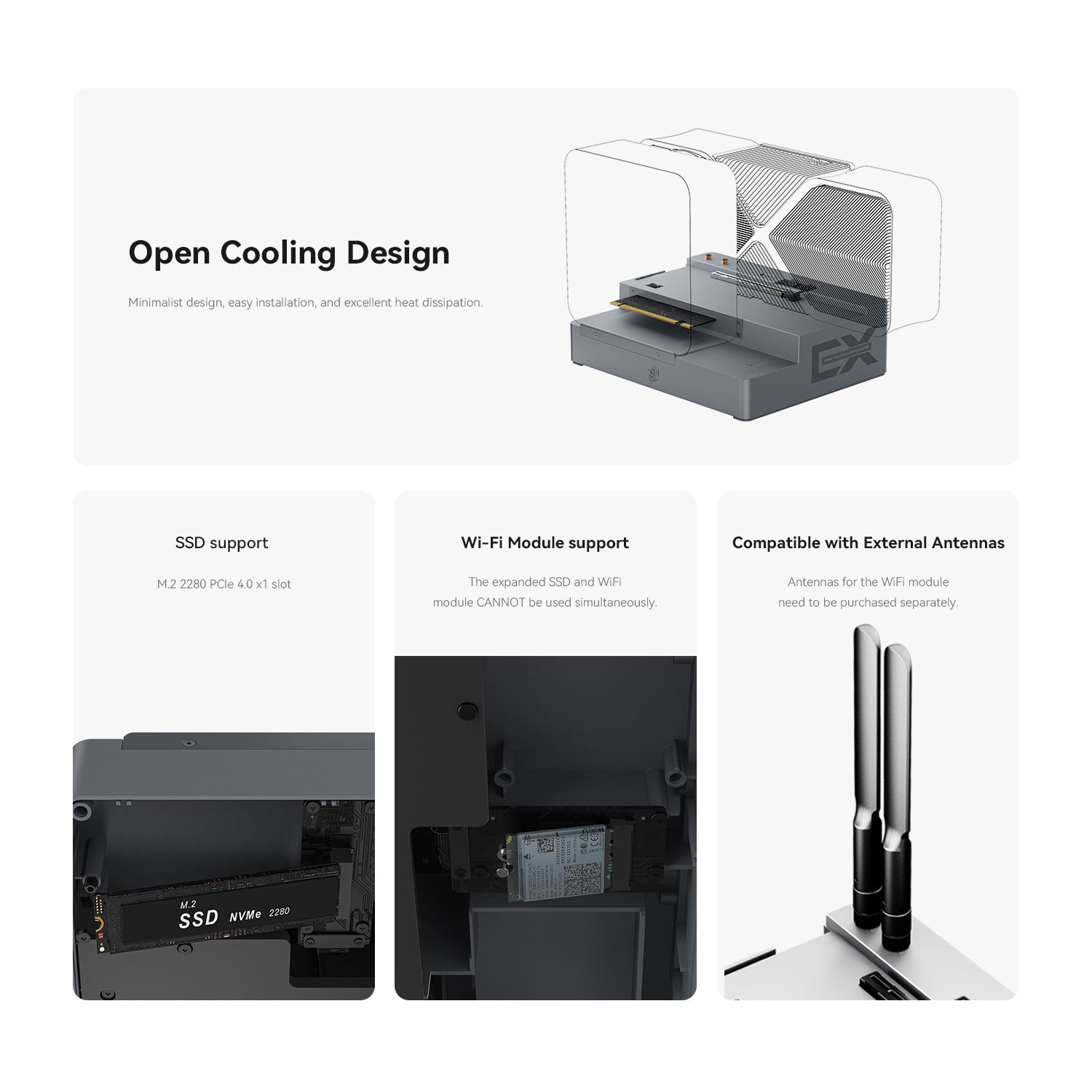 Beelink External GPU Docking Station PCIe×16 Slot Built-in PSU/SSD/WI-FI Module 600W power supply for GTI14 155H/185H GTi12/13 - Image 4