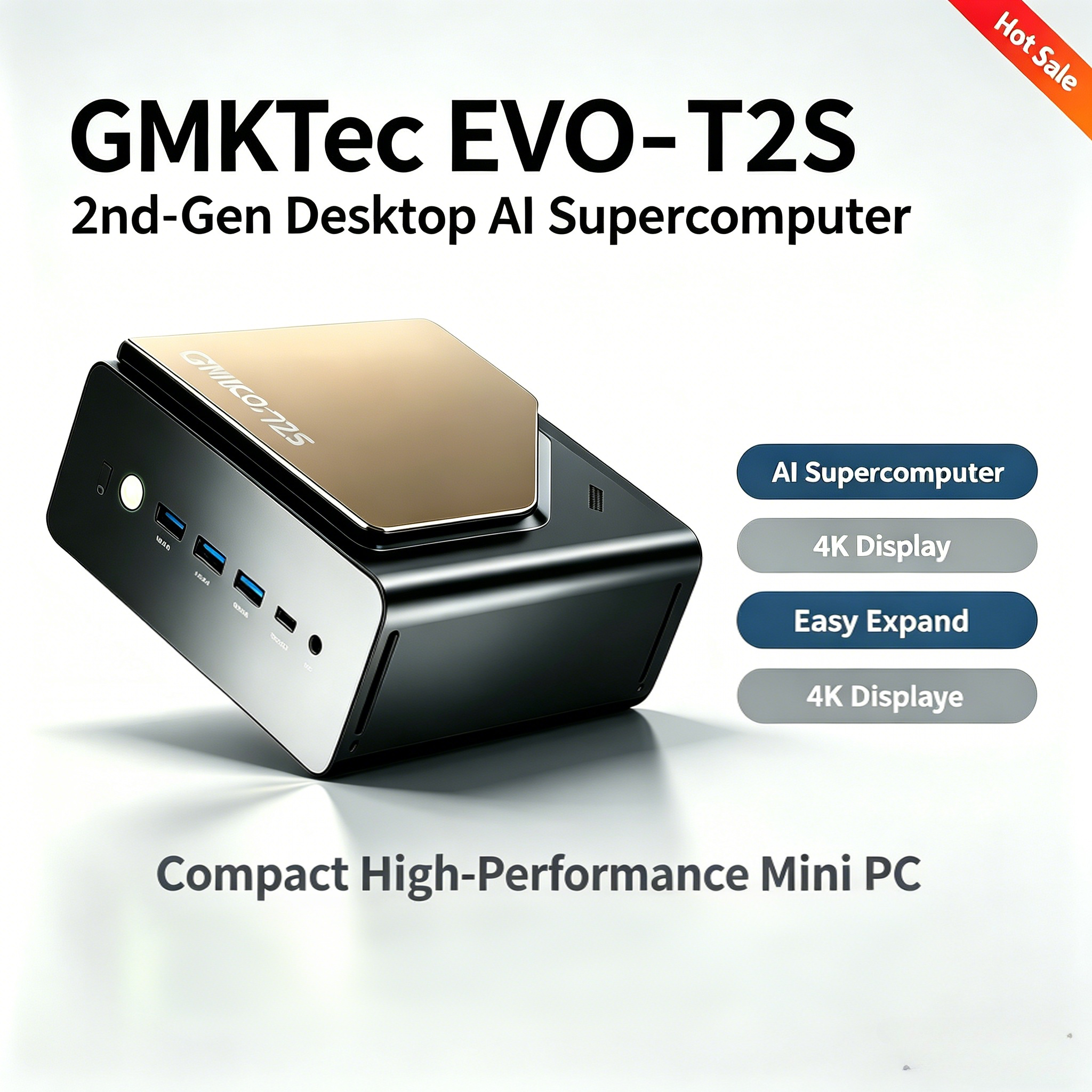 GMKtec EVO?T2S Mini PC Intel CoreUltra X7 358H 180 TOPS NPU 1.8nm Panther Lake Windows 11 Pro Gaming Office Local AI Workstation