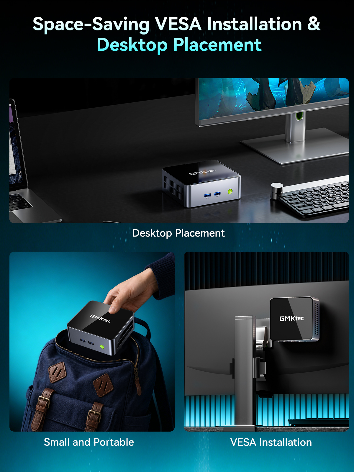 GMKtec M3 Pro Mini Desktop PC Intel Core i5-13500H DDR4 RAM PCIe3.0 M.2 SSD WiFi 6 Bluetooth 5.2 HDMI*2 Type-C 4K Mini Computer
