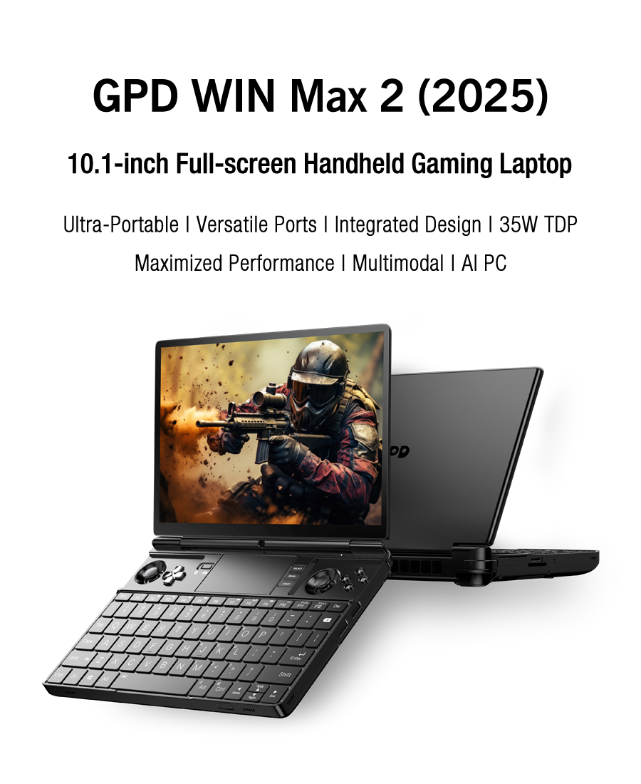 GPD WIN Max 2 2025 10.1 Inch AMD AI 9 HX 370/8840U Windows11 Gaming PC Laptop Notebook Portable Game Computer 64GB RAM 2TB Nvme