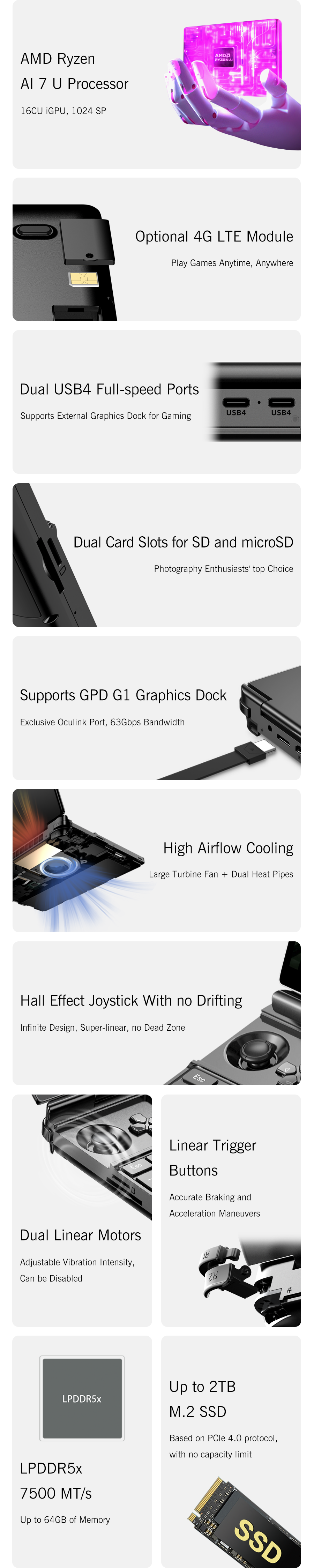 GPD WIN Max 2 2025 10.1 Inch AMD AI 9 HX 370/8840U Windows11 Gaming PC Laptop Notebook Portable Game Computer 64GB RAM 2TB Nvme - Image 3