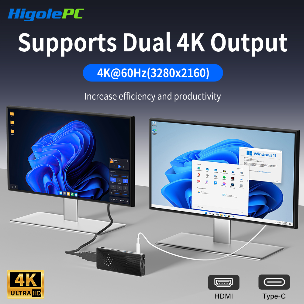 Higole PC Stick Fan less Mini PC Intel J4105 Windows 11 WiFi5 8GB 128/256GB Laptop Desktop PC 4K HDMI TV Stick PC Mini Computers - Image 4