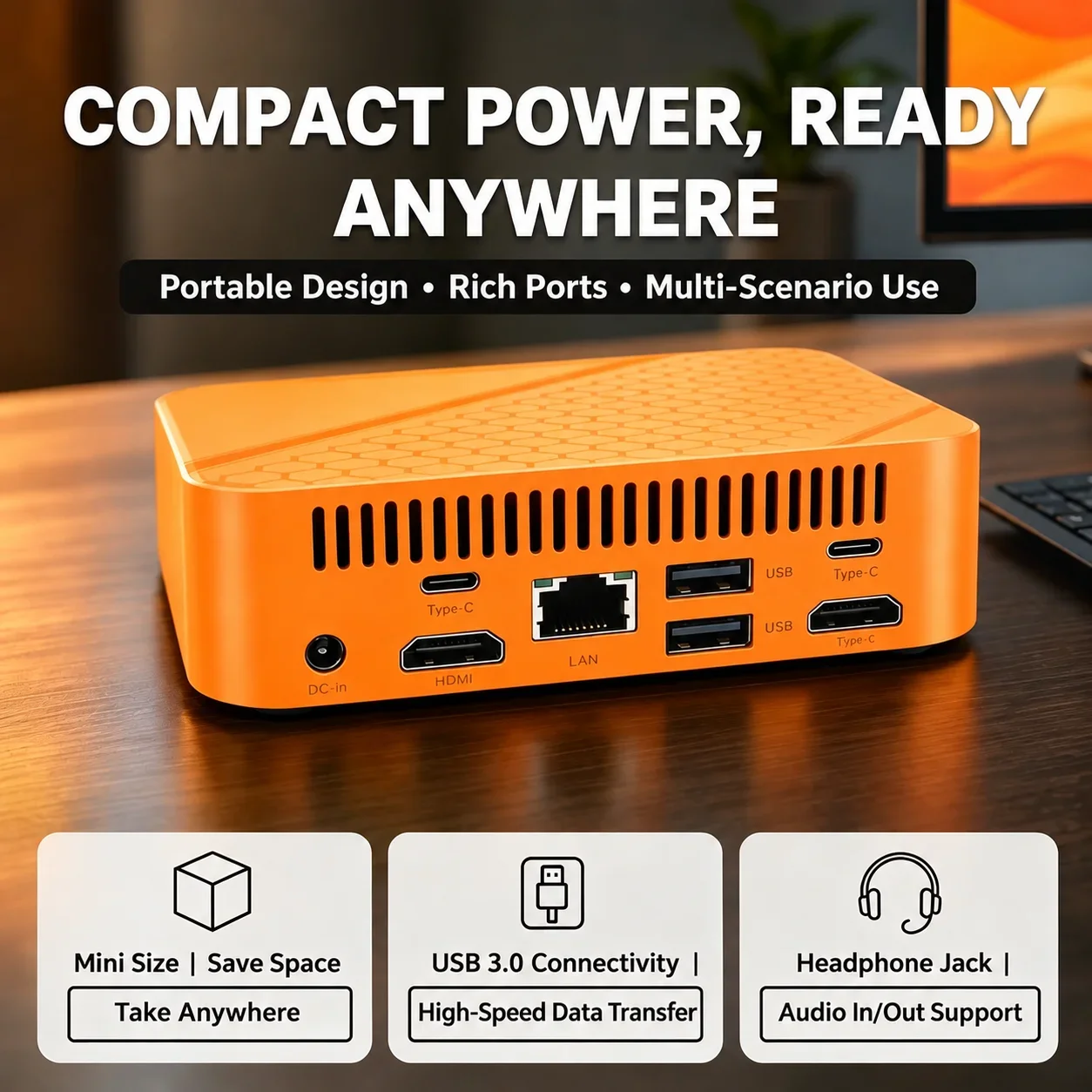 Intel Core i9-10980HK Mini Desktop 16GB DDR4 2TB NVMe SSD Triple 4K Output WiFi6 BT5.2 High Performance Office Home Pro Student