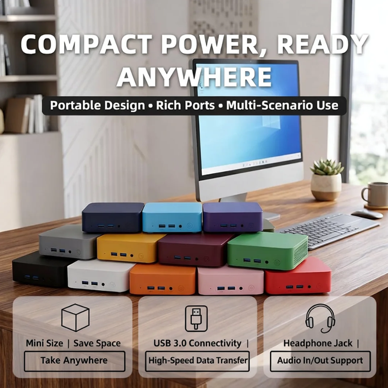 Intel N150 Mini PC 16GB DDR4 2TB NVMe SSD Triple 4K Output WiFi6 Efficient Cooling Ultra Compact Office Home Pro