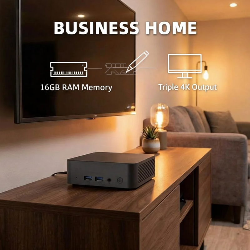 Intel N150 Mini PC 16GB DDR4 2TB NVMe SSD Triple 4K Output WiFi6 Efficient Cooling Ultra Compact Office Home Pro - Image 3