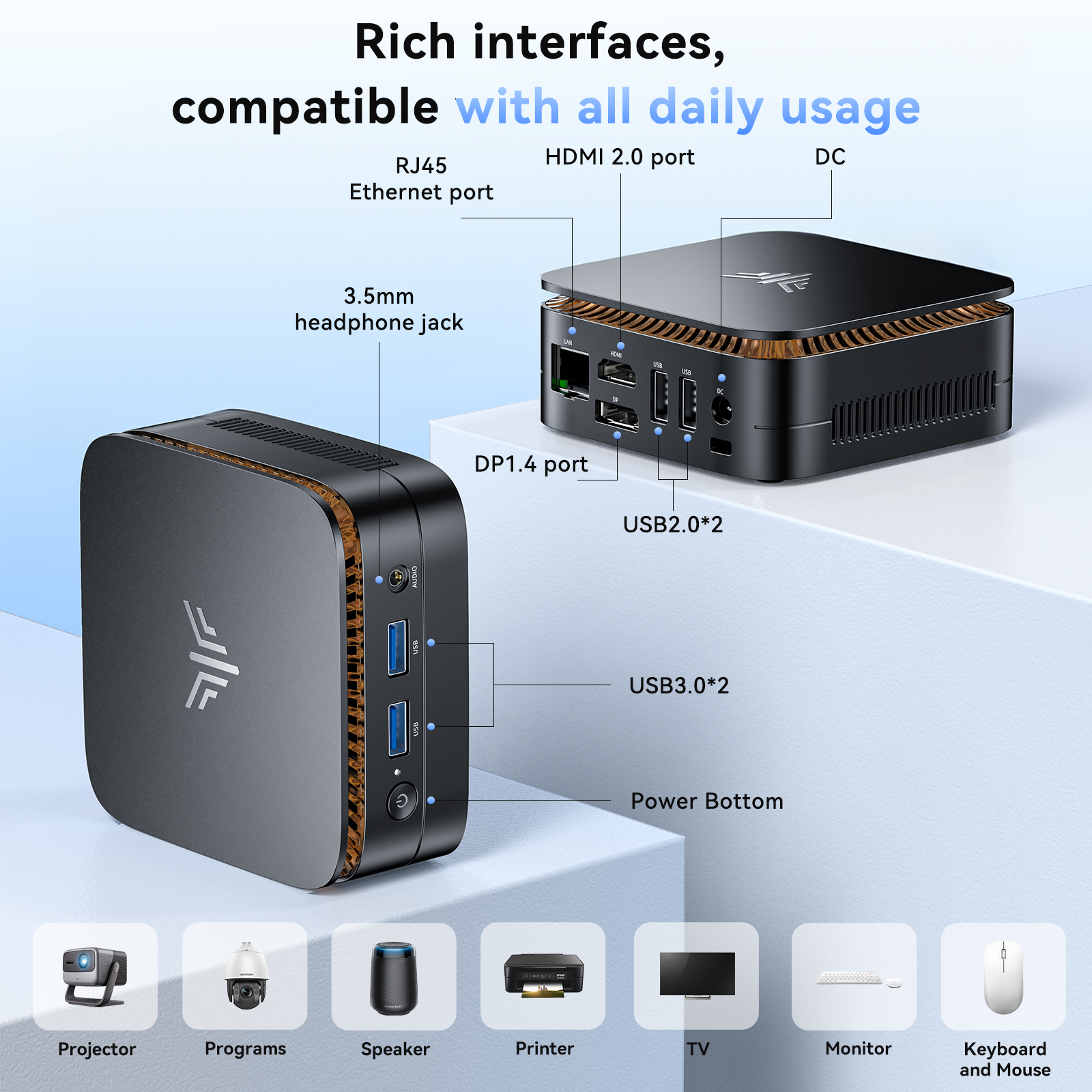 KAMRU Mini PC AMD 3150U 3.3GHz DDR4 8GB 256GB M.2 SSD Win11 Pro 4K HDMI Dual WiFi BT4.2 Mini Desktop PC for Business Home Office - Image 4