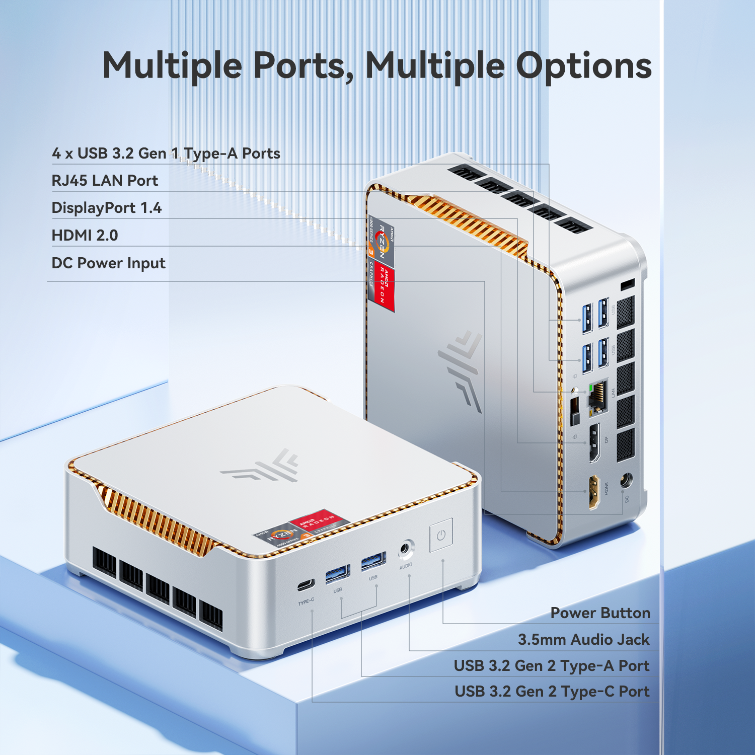KAMRUI Mini PC AMD Support ECC 16GB DDR4 512GB SSD Win11 Pro Desktop Computer 4C/8T 3.7GHz Triple 4K Display for Office Home NAS - Image 3
