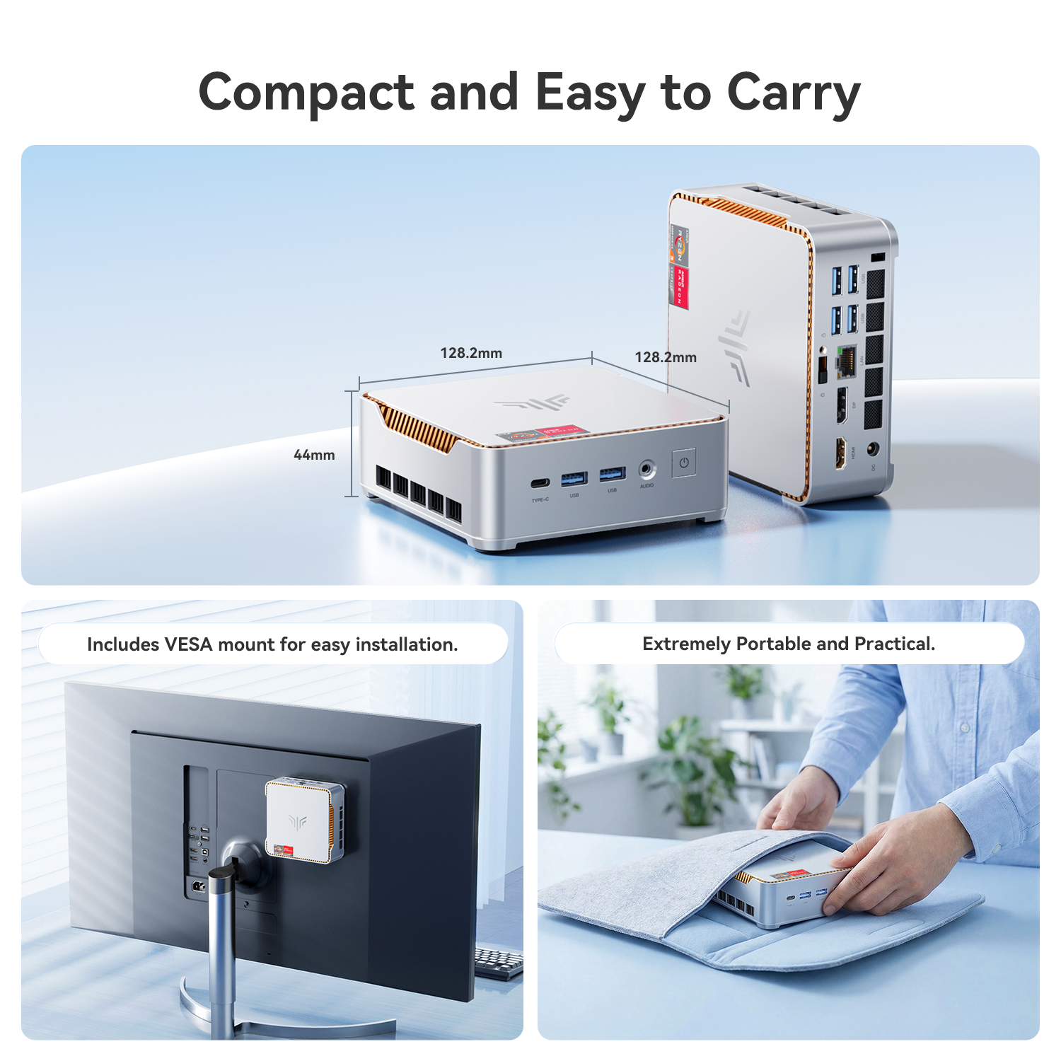 KAMRUI Mini PC AMD Support ECC 16GB DDR4 512GB SSD Win11 Pro Desktop Computer 4C/8T 3.7GHz Triple 4K Display for Office Home NAS - Image 6