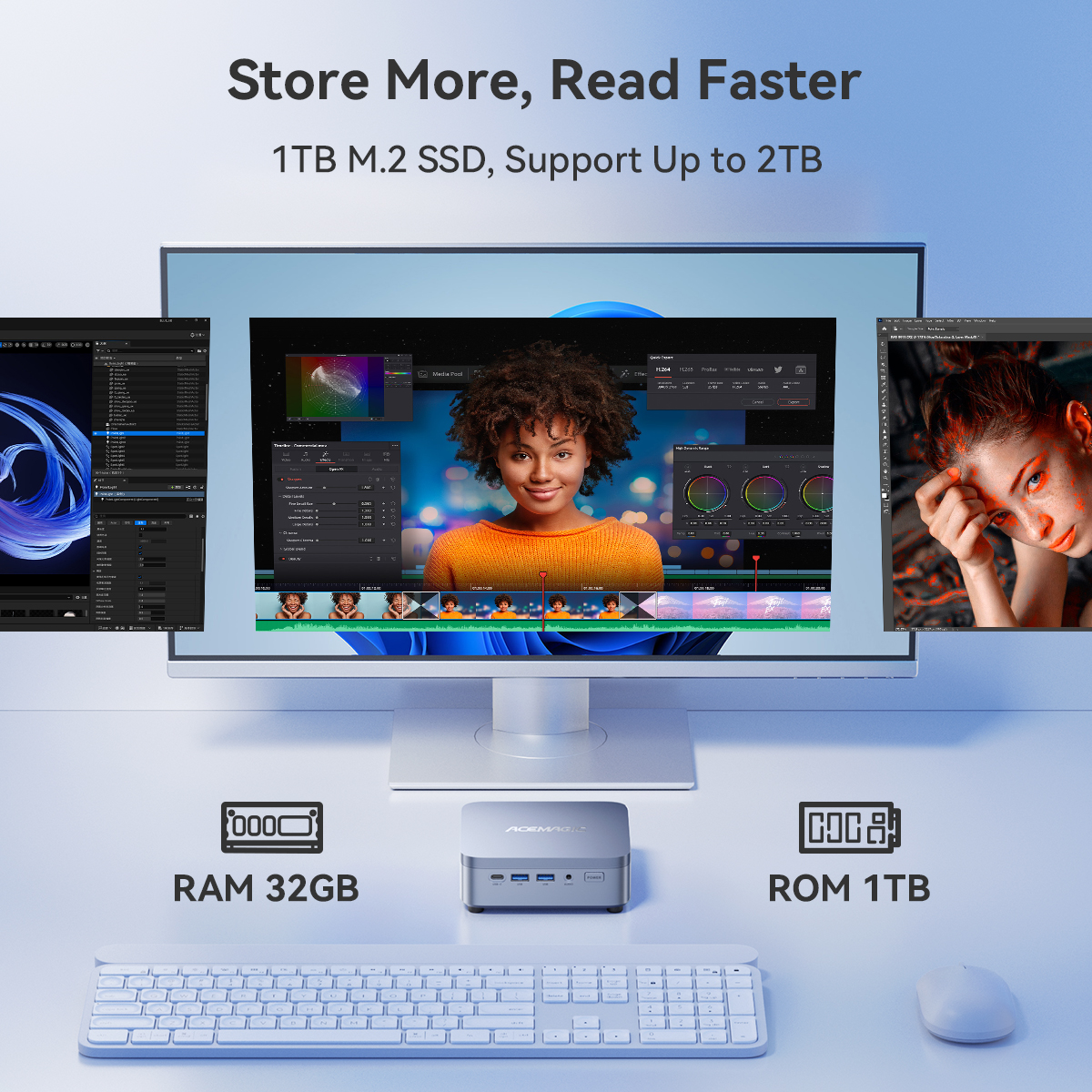KAMRUI Mini PC Intel i7-14650HX 16Cores 32GB DDR4 1TB SSD 5.2GHz Mini Desktop Computer Wifi6E 4K@60Hz Win11pro for Gaming Design - Image 4