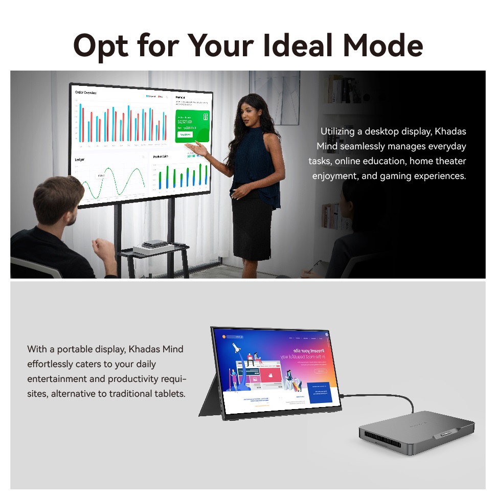 Khadas Mind 1 Mini PC with 5.55Wh Battery Tiny Intel Desktop Computer with WiFi 6E, BT5.3, Mind Link, Windows 11 Home 32GB+1TB - Image 4