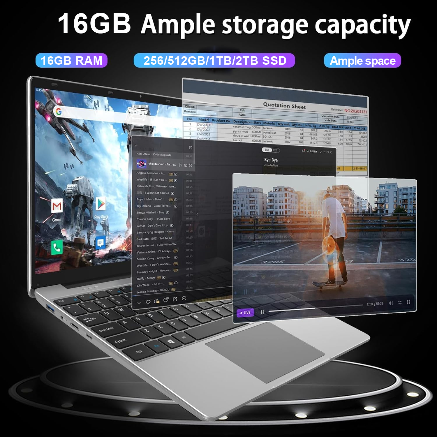 LENOU 15.6' HD Gaming Laptop Intel Core I9-10980HK 16GB DDR4 1TB/2TB SSD Windows 11 Gamer Computer Office Business Notebook PC - Image 4