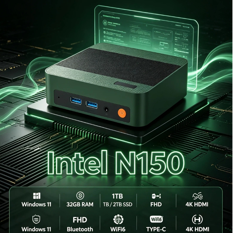 Mini PC Core N150 Compact Mini Laptop Windows 11 16GB RAM 1024GB SSD HD WiFi6 BT5.2 Multifunctional Daily Notebook Gaming PC - Image 4