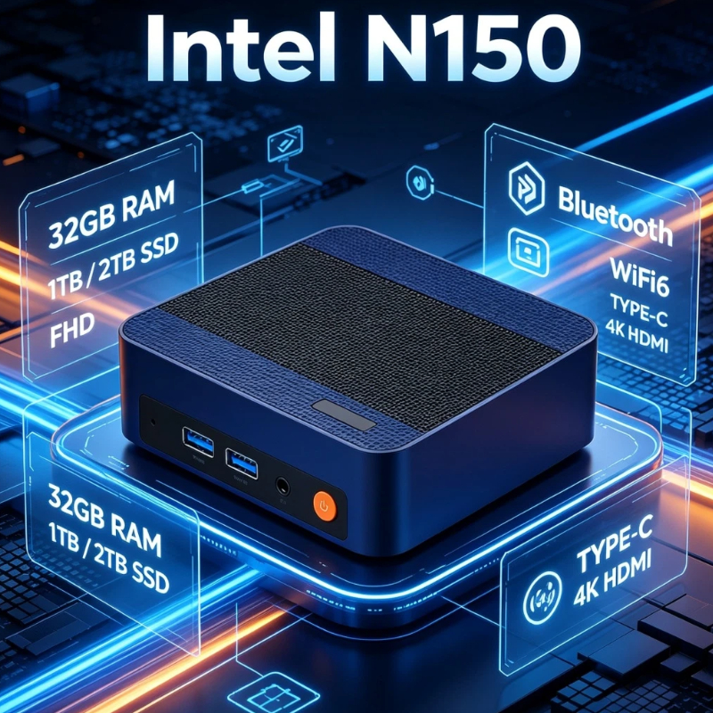 Mini PC Core N150 Compact Mini Laptop Windows 11 16GB RAM 1024GB SSD HD WiFi6 BT5.2 Multifunctional Daily Notebook Gaming PC - Image 6