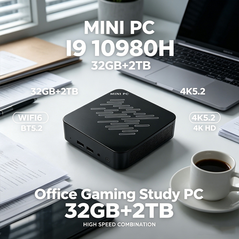 Mini PC Intel Core I9 10980H 32GB RAM 2TB SSD Mini Desktop Computer WIFI6 BT5.2 4K HD Office Gaming Study Small PC - Image 5