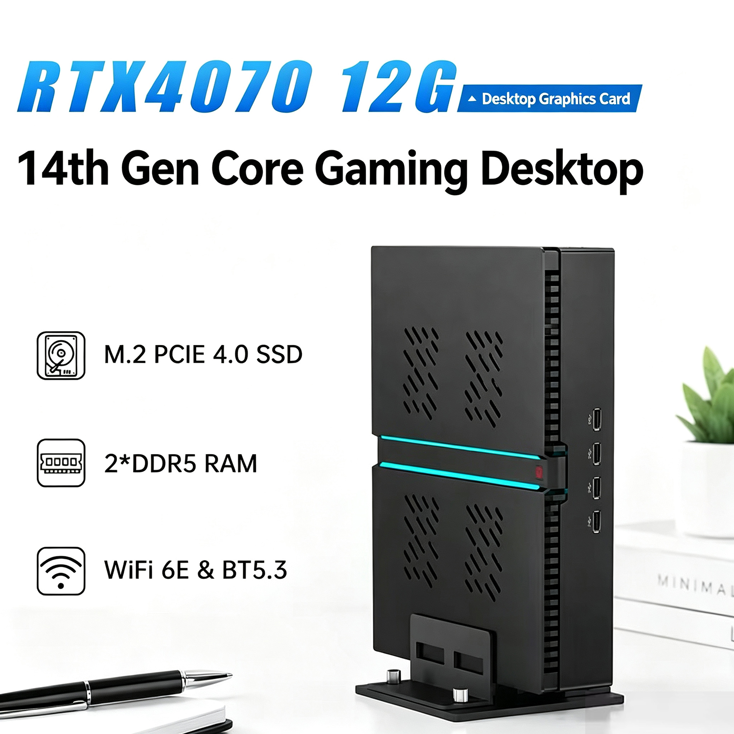 MSECORE MV300 Mini PC Intel Core i7 i9 RTX 4070 12G Dedicated GPU Gaming Office Desktop DDR5 NVME 4.0 WiFi6E BT5.3 8K HD