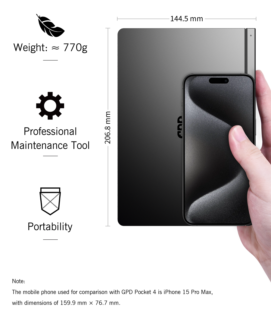 New GPD Pocket 4 2025 Mini Laptop PC 8 Inch AI 9 HX 370 8840U 16/32/64GB RAM 1/2TB NVME SSD 2K 144HZ Full-featured Handheld WIFI - Image 3