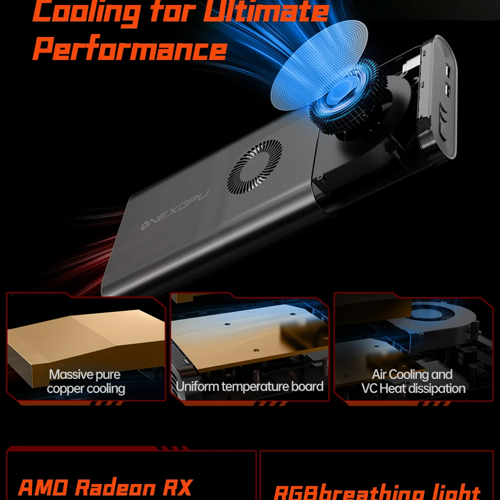 ONEXGPU AMD Radeon RX 7600M XT Portable External Graphics Card Dock eGPU, OCu Link USB4 Laptop Handheld Gaming Docking Station - Image 3