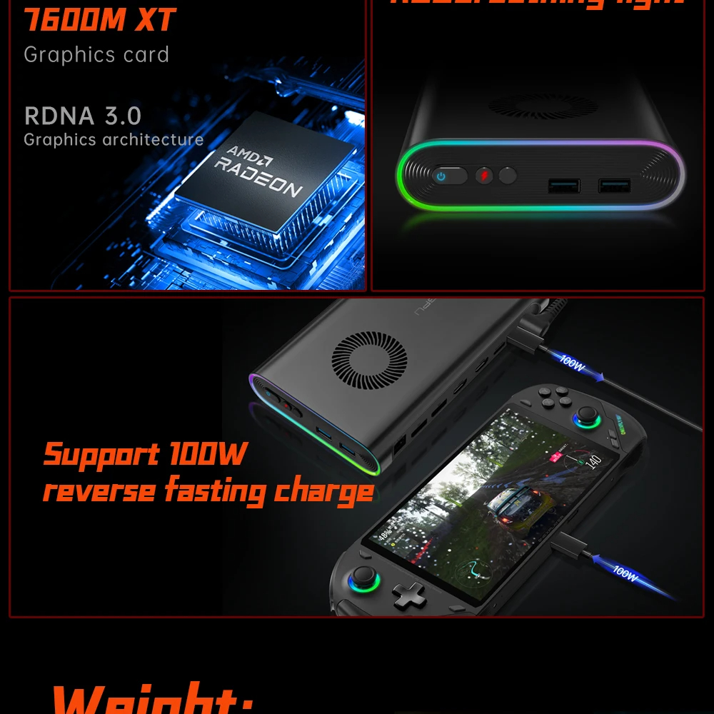 ONEXGPU AMD Radeon RX 7600M XT Portable External Graphics Card Dock eGPU, OCu Link USB4 Laptop Handheld Gaming Docking Station - Image 4