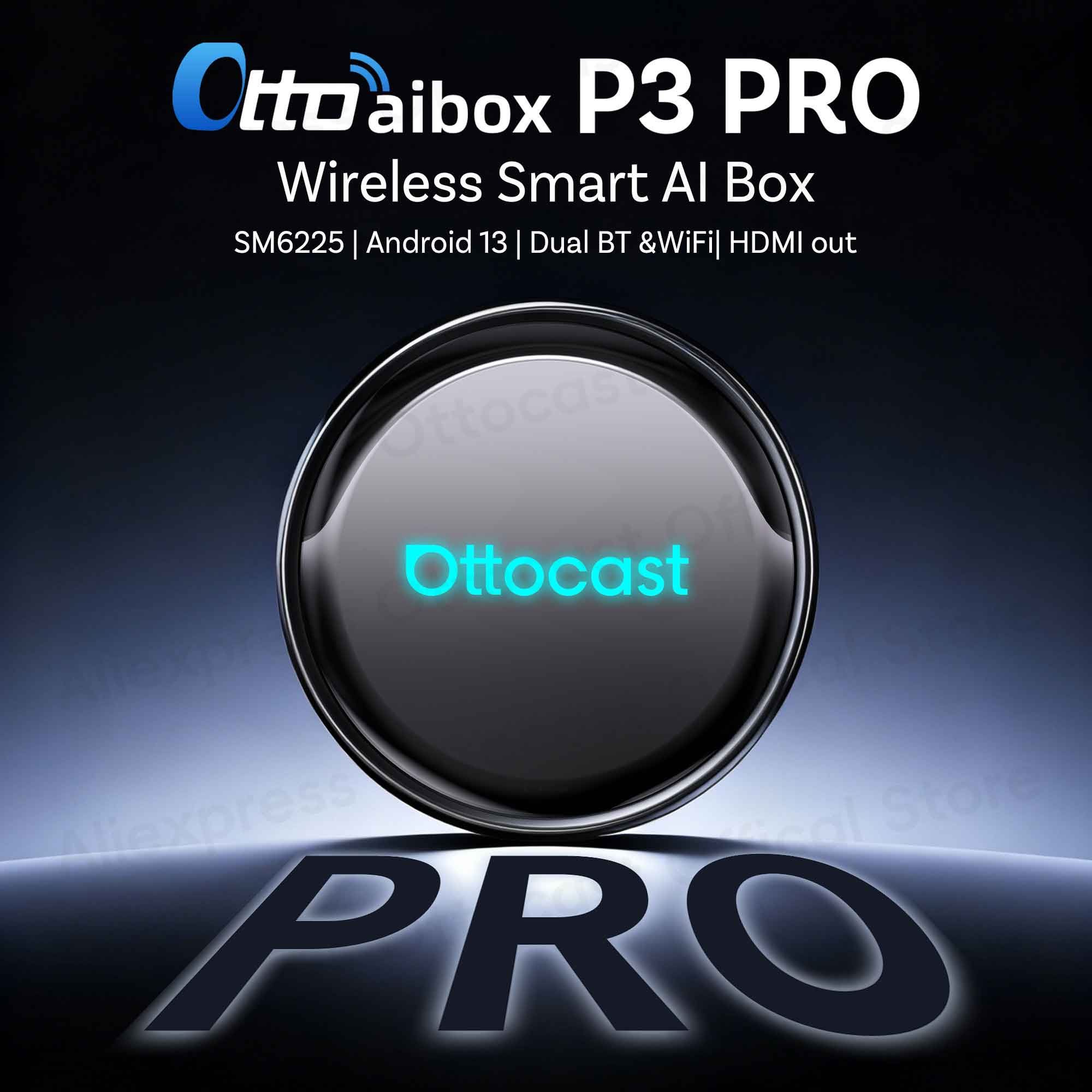 OTTOCAST P3 PRO AI Box Smart SM6225 Android Box Wireless CarPlay Android Auto AI Voice Car Accessories for VW Toyota Benz