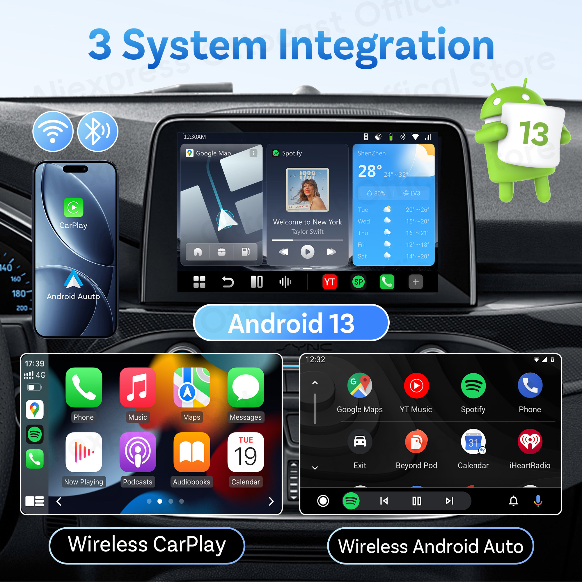 OTTOCAST P3 PRO AI Box Smart SM6225 Android Box Wireless CarPlay Android Auto AI Voice Car Accessories for VW Toyota Benz - Image 3